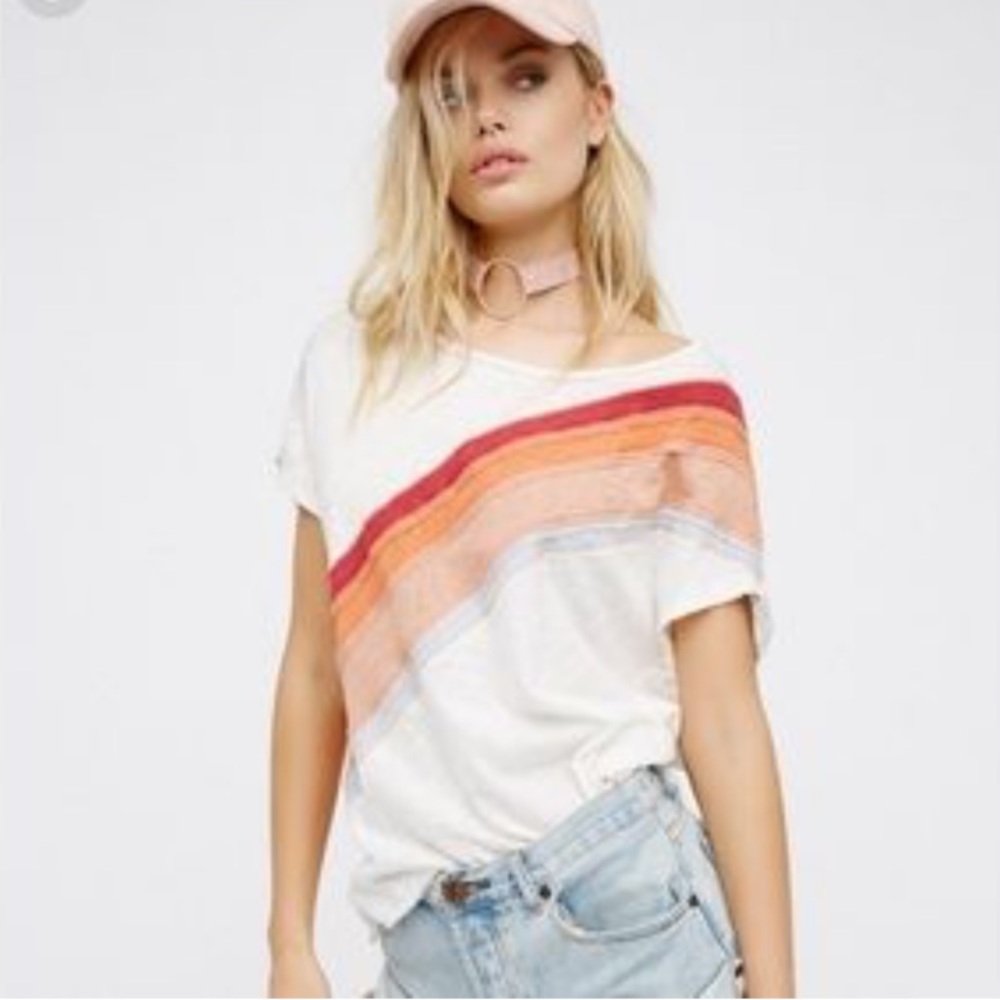 Free People We the Free Thien diagonal stripe tee